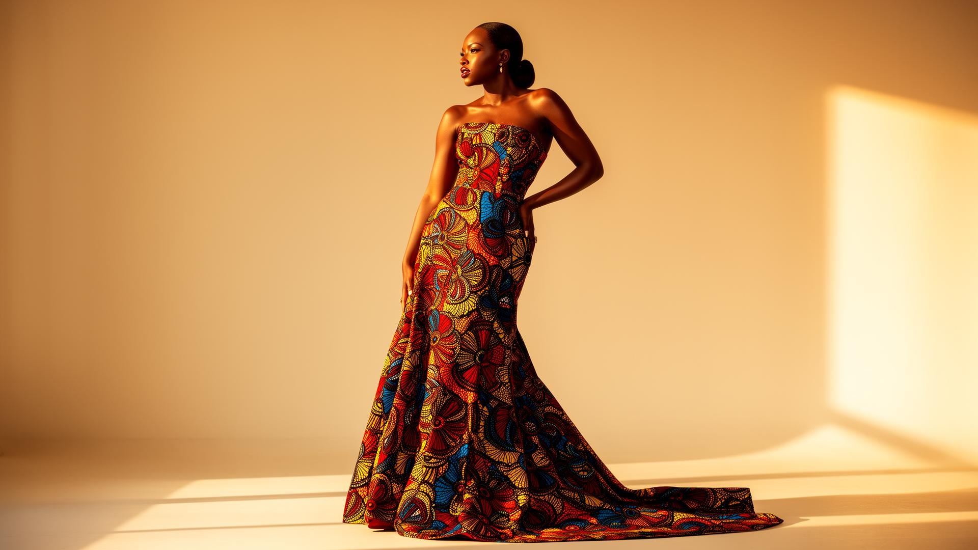 Elegant African woman in custom Ankara dress